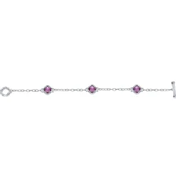 New Gabriel & Co. Sterling Silver Toggle Bracelet with Amethyst Clover Stations