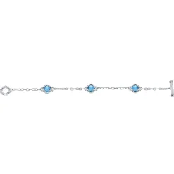 Outlet Gabriel & Co. Sterling Silver Toggle Bracelet with Blue Topaz Clover Stations