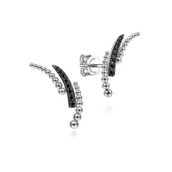 Online Gabriel & Co. 925 Sterling Silver Triple Split Curved Bar Bujukan Black Spinel Stud Earrings