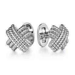 Gabriel & Co. 925 Sterling Silver Twisted Rope X Cufflinks