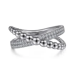 New Gabriel & Co. 925 Sterling Silver White Sapphire Bujukan Criss Cross Ring