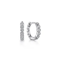 Gabriel & Co. 925 Sterling Silver White Sapphire Bujukan Huggie Earrings