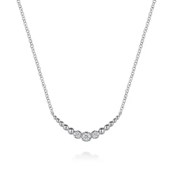 Hot Gabriel & Co. 925 Sterling Silver White Sapphire Graduating Bujukan Ball Bar Necklace