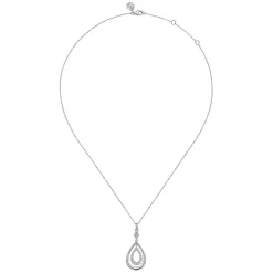 Discount Gabriel & Co. 925 Sterling Silver White Sapphire Teardrop Pendant Necklace-Bujukan