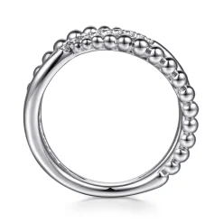 Gabriel & Co. 925 Sterling Silver White Sapphire Bujukan Wide Band