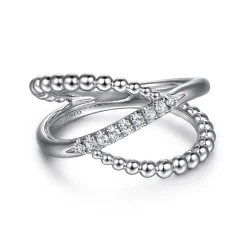Gabriel & Co. 925 Sterling Silver White Sapphire Bujukan Wide Band
