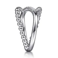 Gabriel & Co. 925 Sterling Silver White Sapphire Bujukan Wide Band