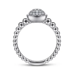 Hot Gabriel & Co. 925 Sterling Silver White Sapphire Pave Bujukan Signet Ring