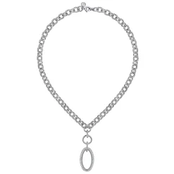 Sale Gabriel & Co. 925 Sterling Silver White Sapphire Bujukan Link Chain Necklace