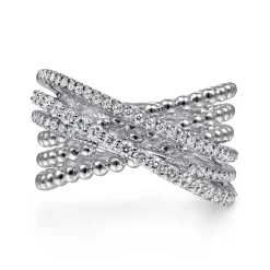 Online Gabriel & Co. 925 Sterling Silver White Sapphire Bujukan Criss CrossRing