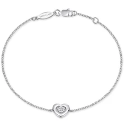 Clearance Gabriel & Co. 925 Sterling Silver White Sapphire Heart Chain Bracelet
