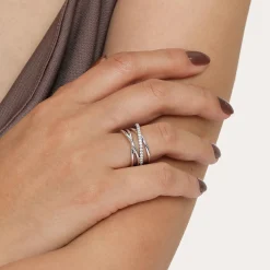 Discount Gabriel & Co. 925 Sterling Silver White Sapphire Twisted Ring