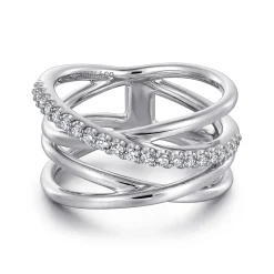 Discount Gabriel & Co. 925 Sterling Silver White Sapphire Twisted Ring