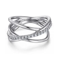 Hot Gabriel & Co. 925 Sterling Silver White Sapphire Twisted Ring