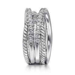 Clearance Gabriel & Co. 925 Sterling Silver White Sapphire Hampton Twisted Ladies Ring