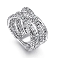 Clearance Gabriel & Co. 925 Sterling Silver White Sapphire Hampton Twisted Ladies Ring