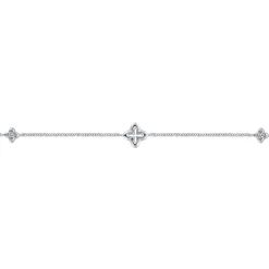 Sale Gabriel & Co. 925 Sterling Silver White Sapphire Clover Station Bracelet