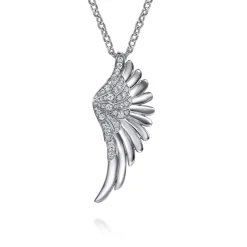 Discount Gabriel & Co. 925 Sterling Silver White Sapphire Angel Wing Pendant Necklace