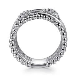 Sale Gabriel & Co. 925 Sterling Silver White Sapphire Multi Row Bujukan Easy Stackable Ring