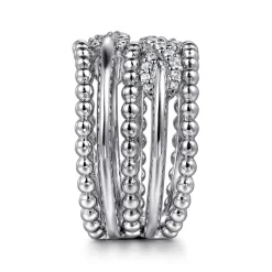 Sale Gabriel & Co. 925 Sterling Silver White Sapphire Multi Row Bujukan Easy Stackable Ring