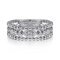 Clearance Gabriel & Co. 925 Sterling Silver White Sapphire Bujukan Easy Stackable Ladies Ring