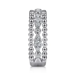 Clearance Gabriel & Co. 925 Sterling Silver White Sapphire Bujukan Easy Stackable Ladies Ring