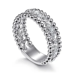 Clearance Gabriel & Co. 925 Sterling Silver White Sapphire Bujukan Easy Stackable Ladies Ring