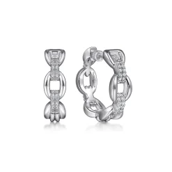 Discount Gabriel & Co. 925 Sterling Silver White Sapphire Bujukan Link Chain Earrings