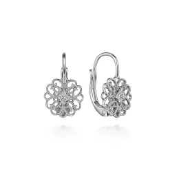 New Gabriel & Co. 925 Sterling Silver White Sapphire Vintage Drop Earrings