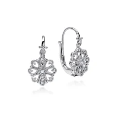 Hot Gabriel & Co. Sterling Silver White Sapphire Vintage Inspired Drop Earrings