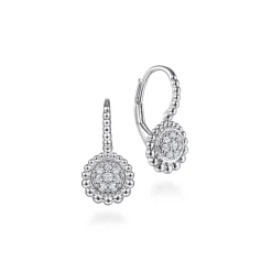 Best Gabriel & Co. Sterling Silver White Sapphire Pave Center and Bujukan Frame Leverback Earrings