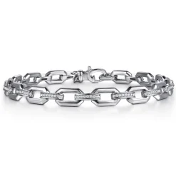 Clearance Gabriel & Co. 925 Sterling Silver White Sapphire Link Chain Bracelet