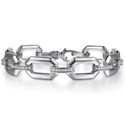 Outlet Gabriel & Co. 925 Sterling Silver White Sapphire Link Chain Bracelet