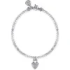 Gabriel & Co. 925 Sterling Silver White Sapphire Lock and Moon Stone Bead Bracelet