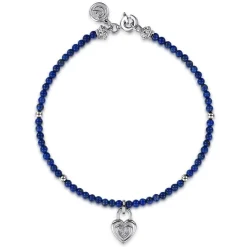 Outlet Gabriel & Co. 925 Sterling Silver White Sapphire Lock and Lapis Bead Bracelet