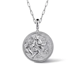Discount Gabriel & Co. 925 Sterling Silver White Sapphire Bujukan Taurus Medallion Pendant With Detachable Bail
