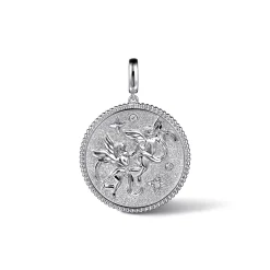 Hot Gabriel & Co. 925 Sterling Silver White Sapphire Bujukan Gemini Medallion Pendant With Detachable Bail