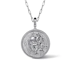 Hot Gabriel & Co. 925 Sterling Silver White Sapphire Bujukan Aquarius Medallion Pendant With Detachable Bail