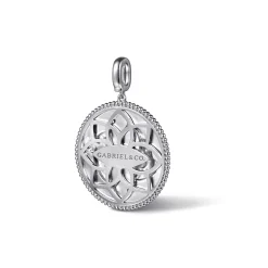New Gabriel & Co. 925 Sterling Silver White Sapphire Bujukan Pisces Medallion Pendant With Detachable Bail