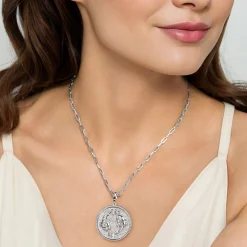 New Gabriel & Co. 925 Sterling Silver White Sapphire Bujukan Pisces Medallion Pendant With Detachable Bail
