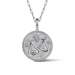 New Gabriel & Co. 925 Sterling Silver White Sapphire Bujukan Libra Medallion Pendant With Detachable Bail