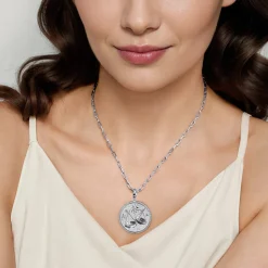 New Gabriel & Co. 925 Sterling Silver White Sapphire Bujukan Libra Medallion Pendant With Detachable Bail