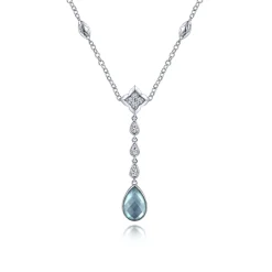 Online Gabriel & Co. 925 Sterling Silver Y Necklace with Teardrop Rock Crystal White MOP Green Onyx Y