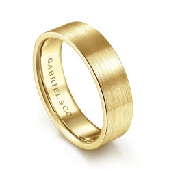 Outlet Gabriel & Co. Steven - 14K Yellow Gold 6mm - Flat Men's Wedding Band in Satin Finish