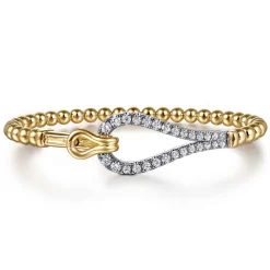 New Gabriel & Co. Strides - 14K Mix of White and Yellow Gold Diamond Stirrup Bujukan Bangle