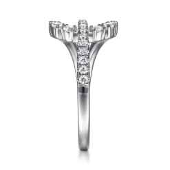 Best Gabriel & Co. Strides - 14K White Gold Diamond Stirrup Ring