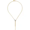 Discount Gabriel & Co. Strides - 14K White Yellow Gold Bujukan and Diamond Stirrup Y Necklace