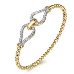 Sale Gabriel & Co. Strides - 14K Yellow Gold Diamond Stirrup Bangle