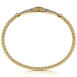 Sale Gabriel & Co. Strides - 14K Yellow Gold Diamond Stirrup Bangle