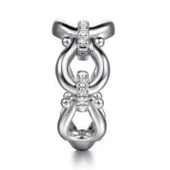 Discount Gabriel & Co. Strides - 925 Sterling Silver Bujukan Stirrup White Sapphire Link Chain Ring